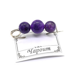 Брошь-булавка оберег от сглаза с чароитом имитация 33*10 мм. Радуга камня