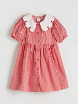 Bebe Yaka K?z ?ocuk ?izgili Elbise