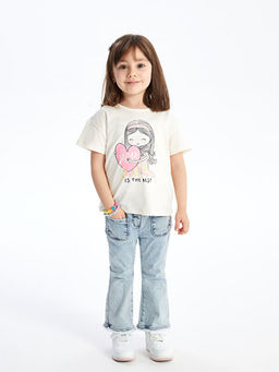 Bisiklet Yaka Bask?l? K?sa Kollu K?z Bebek Ti??rt - Waikiki фото 2