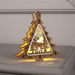 Ёлочная игрушка Ёлочка с оленем, 11х11х2 см, от батареек, свечение тёплое белое - Luazon lighting фото 4