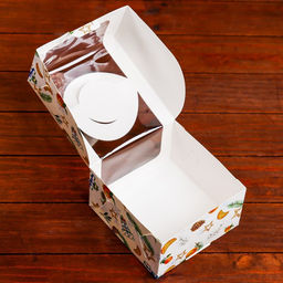 Коробка под бенто-торт с окном Мандарины и звезды, 14 х 14 х 8 см - UPAK LAND фото 18