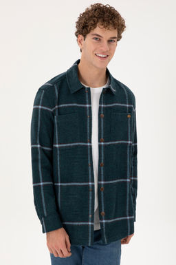 Мужская темно-зеленая рубашка с длинным рукавом - U.s. polo assn фото 3