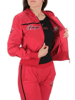 9601 RED/BLACK Костюм спортивный тройка женский (100% полиэстер )