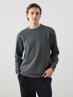 Bisiklet Yaka Uzun Kollu Erkek Sweatshirt