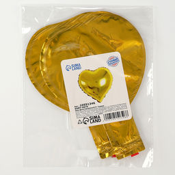 Цена за 5 шт. Воздушный шар фольгированный 5" «Сердце», для палочки, золотой