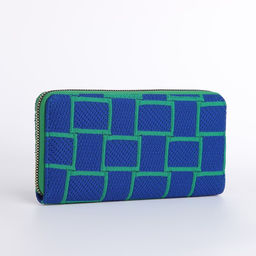Кошелёк женский на молнии, 19.5×2.5×10 см, с геометрическим узором, синий/зелёный