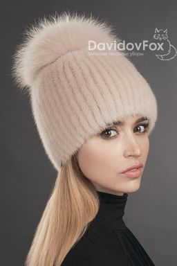 Шапка Лыжница норка дымчатая роза