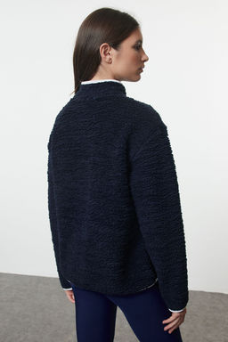 Lacivert Pelus Orme Spor Sweatshirt THMAW23SW00021