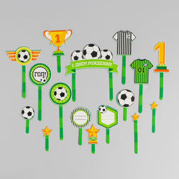 Цена за 2 шт. Топперы для торта «С днём рождения, футболист»