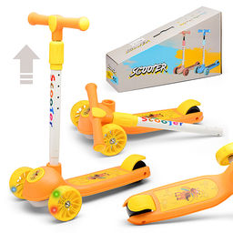 Самокат 3-х. кол., колеса световые PU, желтый, в коробке