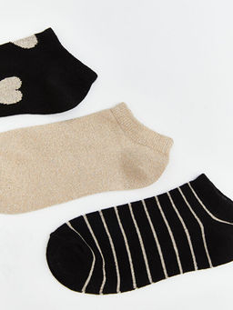 Desenli Kad?n Patik ?orap 3l?