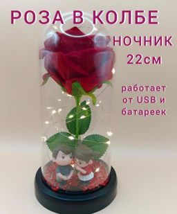 Роза подарочная в колбе, с подсветкой "Друзья", usb