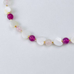 Бусы детские из Розового кварца, Флюорита и Перламутра 34 см +