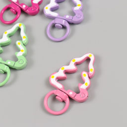 Цена за 4 шт. Карабин металл с кольцом Ёлочка в глазури МИКС 4,3х2,7 см - Арт узор фото 3