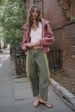 CAZADORA BOMBER 100% PIEL CUELLO SUBIDO / MARSALA