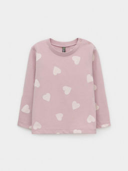 КР 302829/розовый лед,сердечки к597 лонгслив (футболка дл.рукав) д/дев яс