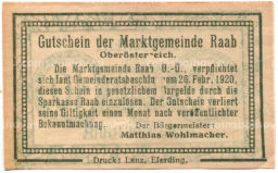 10 геллеров 1920 года Австрия Рааб (нотгельд)