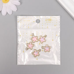 Цена за 5 шт. Декор для творчества металл «Цветок», золото, розовый, 1.8×1.5×0.5 см