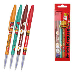 Цена за 12 шт. Набор из 4 ручек шариковых ErichKrause Slender® Stick Cheat Meal 0.7, Super Glide Technology, цвет чернил синий (в пакете)