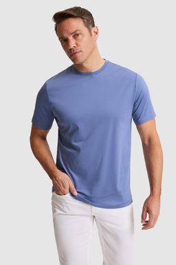 Erkek _ndigoRegular Fit Bisiklet Yaka Basic Ti__rt