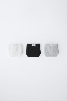 9-14 A?OS/ PACK TRES BRAGUITAS ETIQUETA / Blanco / Negro