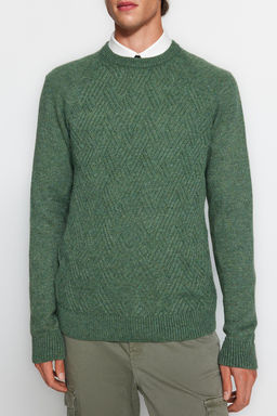 TRENDYOL MAN Gri Unisex Fit Yunlu Bisiklet Yaka Reglan Kol Dokulu Yun Kar?s?ml? Triko Kazak TMNAW22KZ0290 - Trendyolmilla фото 3
