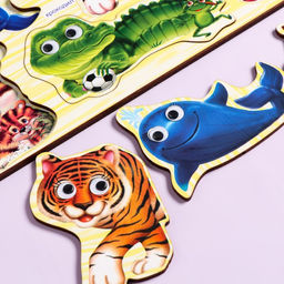 Пазлы деревянные "Дикие животные", с глазками, 8 деталей, 28.5х19 см