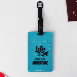 Бирка на чемодан резиновая Life is about adventure, бирюзовая - Simaland фото 4