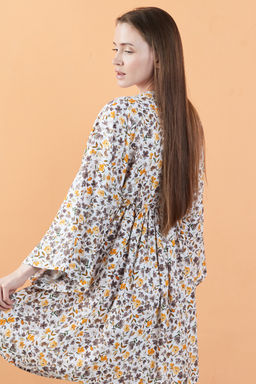 Платье женское FLOWER030/04/Белый, коричневый