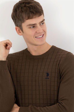 U. S. Polo Assn Мужской вязаный свитер кокосового цвета с круглым вырезом - U.s. polo assn фото 8