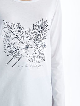 Bisiklet Yaka Bask?l? Kad?n Pijama Tak?m?