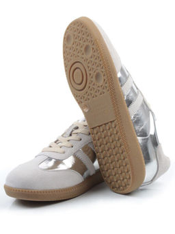 03-270-6C GREY/SILVER Кеды женские (натуральная кожа)