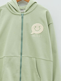 Kap??onlu Nak??l? Uzun Kollu K?z ?ocuk Fermuarl? Sweatshirt - Waikiki фото 3