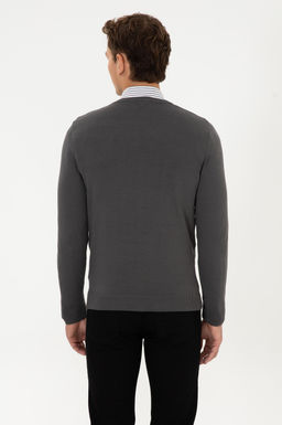 Erkek Slim Fit V Yaka Gri Basic Triko Kazak - U.s. polo assn фото 5