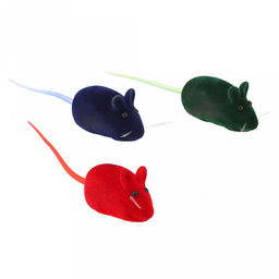 Игрушка для кошки Мышь 5,5х2,5х2,7см, винил, с хвостом 12,5см, с пищалкой, набор 3шт, цвета микс, в пакете, Pet garbage bag (Китай) - Pet toys фото 3