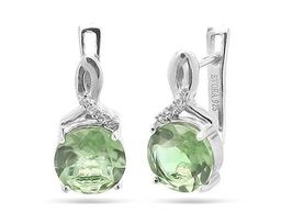 Серьги из серебра зеленый аметист, Аурелия