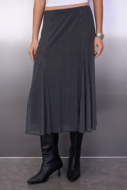 Siyah Puantiyeli Godeli Midi Orme Tul Etek TWOAW26ET00068 - Trendyolmilla фото 5