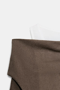 CAMISETA ASIM?TRICA EFECTO DOBLE / Marr?n / Topo - Zara фото 6