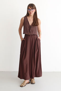 Haki Genis Paca Modal Tuseli Etek Gorunumlu Pantolon TWOSS26PL00081 - Trendyolmilla фото 6