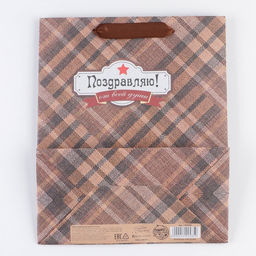 Цена за 2 шт. Пакет подарочный крафтовый, упаковка, Поздравляю от всей души!, ML 23?27?11.5 см