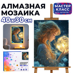 Мозаика алмазная "Девушка с шаром" (светится в темноте) 40*30 см.