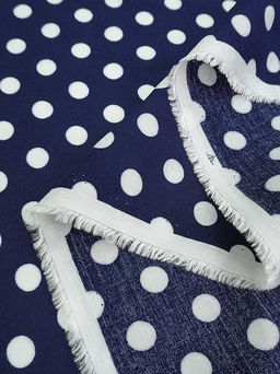 Штапель Белый горох (11мм) цв.чернильно-синий, ш.1.45м, вискоза-100%, 95гр/м.кв - Купава фото 5