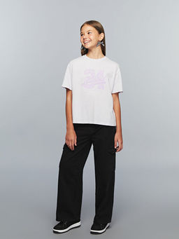 Bisiklet Yaka ?stanbul Bask?l? K?z ?ocuk Ti??rt