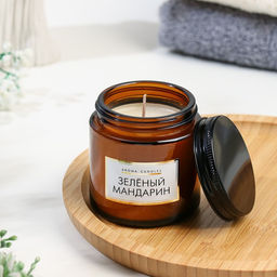 Ароматическая cвеча в банке «Зеленый мандарин», 6.2×6.2×6.5 см, 9 ч