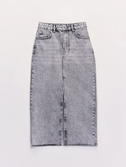 Джинсовая юбка миди с разрезом спереди ZR2605092350-107 / Zarina  фото 2