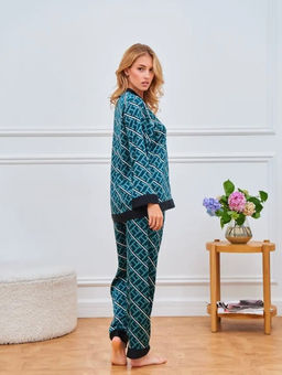 K11224 Костюм домашний: рубашка и брюки СИНИЙ