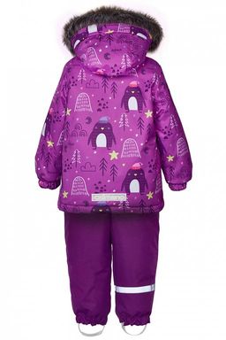 Зимний раздельный комбинезон для девочки FRANKY Сиреневый (пингвины)
