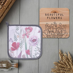 Набор кухонный Маки: прихватка 19?19 см, подставка под горячее