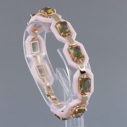 Браслет Октагон из розовой керамики с Султанитом покрытие под золото, длина 18см - Agat77 фото 2