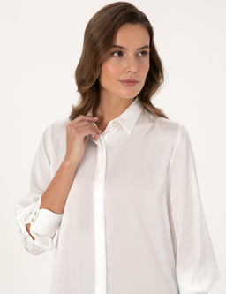 Ekru Comfort Fit Uzun Kollu G_mlek